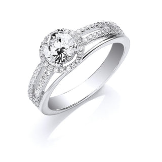 Silver Sterling Silver With CZ On Shoulders Ring 4g (£70)