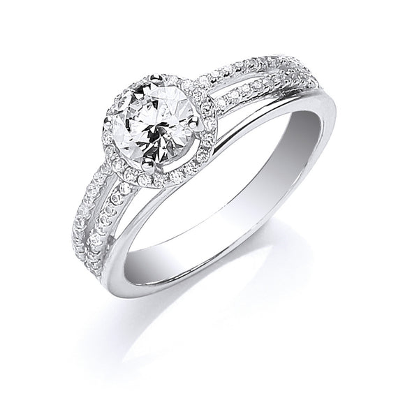 Silver Sterling Silver With CZ On Shoulders Ring 4g (£70)