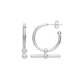Silver T-bar 20mm Hoop Earrings