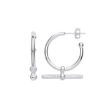 Silver T-bar 20mm Hoop Earrings