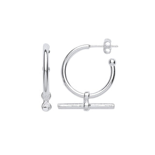 Silver T-bar 20mm Hoop Earrings