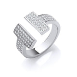 Silver T-bar CZ Ring
