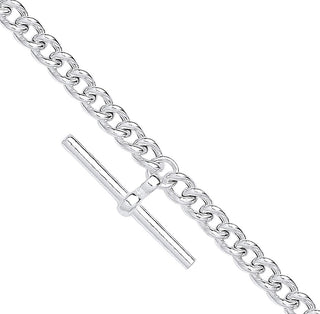 Silver T-bar Pendant Curb Chain Necklace/bracelet