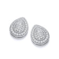 Silver Teardrop CZ Cluster Stud