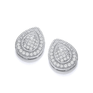 Silver Teardrop CZ Cluster Stud