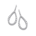 Silver Teardrop CZ Long Earrings