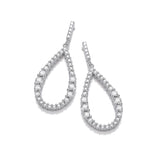 Silver Teardrop CZ Long Earrings
