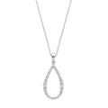 Silver Teardrop CZ Long Pendant On 16-18" Chain