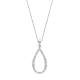 Silver Teardrop CZ Long Pendant On 16-18" Chain