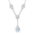Silver Teardrop & Round CZ's Necklace 18
