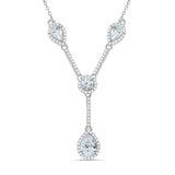 Silver Teardrop & Round CZ's Necklace 18