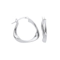 Silver Triangle 21mm Twisted Hoop Earrings