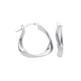 Silver Triangle 21mm Twisted Hoop Earrings
