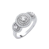 Silver Trilogy Halo CZ Ring