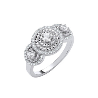 Silver Trilogy Halo CZ Ring