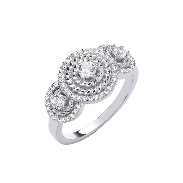 Silver Trilogy Halo CZ Ring