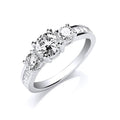 Silver Trilogy Rd. Brilliant With Baguettes On Shoulder Ring