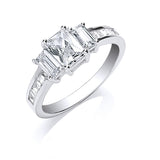 Silver Trilogy With Baguettes CZ & On Shoulder Ring