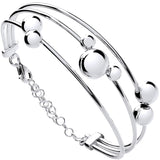 Silver Tube & Ball Bracelet With Safety Chain