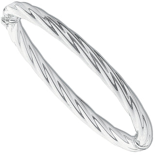Silver Twisted Hollow Hinged Bangle 11g