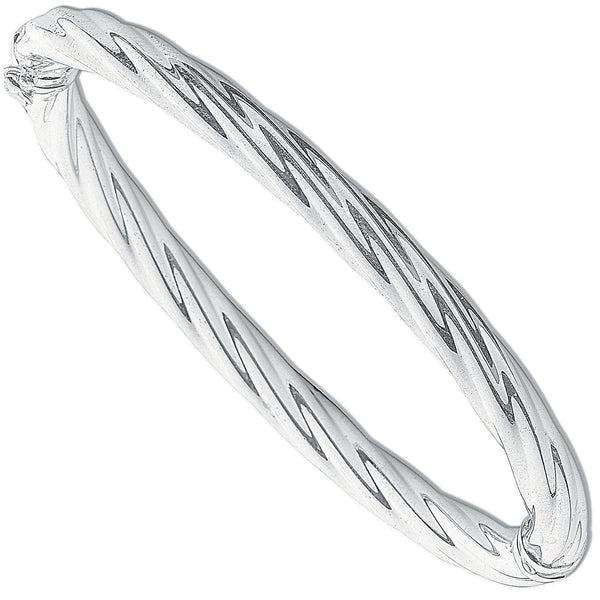 Silver Twisted Hollow Hinged Bangle 11g