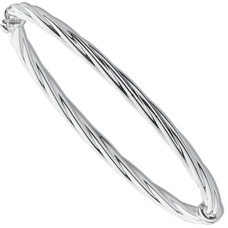 Silver Twisted Hollow Hinged Bangle 7.3g