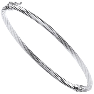 Silver Twisted Hollow Hinged Bangle 8g