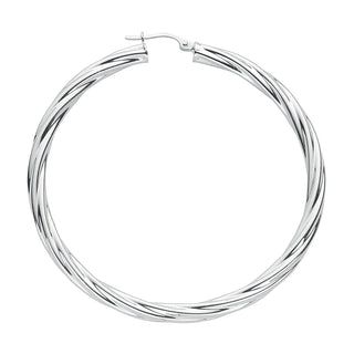 Silver Twisted Hoop Earrings 10g