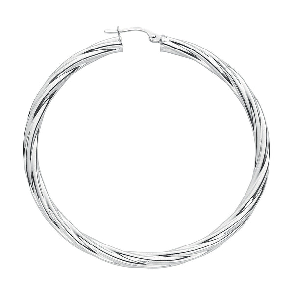 Silver Twisted Hoop Earrings 10g