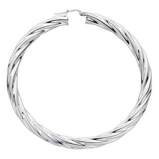 Silver Twisted Hoop Earrings 11.5g