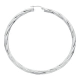 Silver Twisted Hoop Earrings 12g