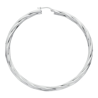 Silver Twisted Hoop Earrings 12g