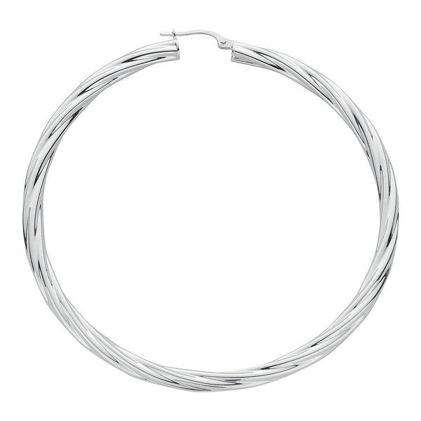 Silver Twisted Hoop Earrings 12g