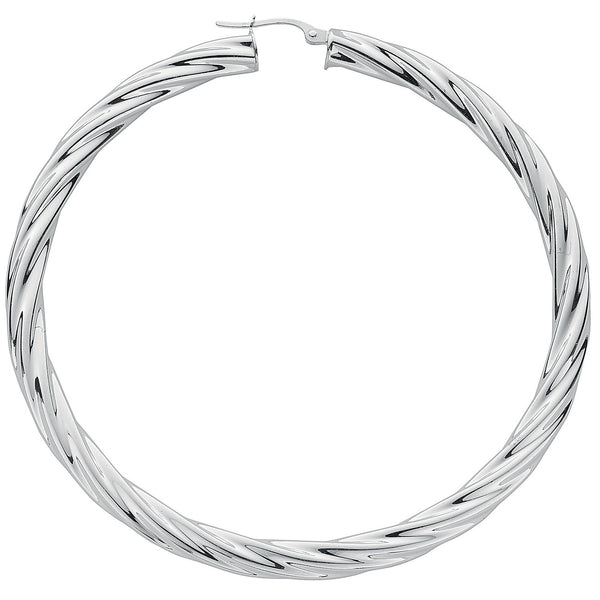 Silver Twisted Hoop Earrings 13.5g