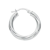 Silver Twisted Hoop Earrings 2.1g