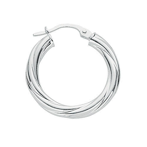 Silver Twisted Hoop Earrings 2.1g