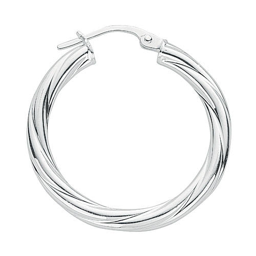 Silver Twisted Hoop Earrings 2.8g