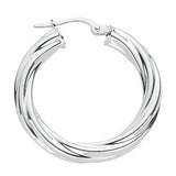 Silver Twisted Hoop Earrings 3.9g