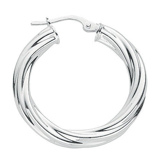 Silver Twisted Hoop Earrings 3.9g