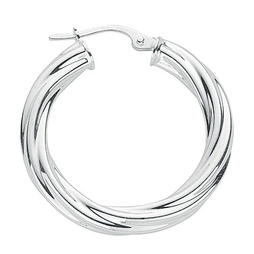 Silver Twisted Hoop Earrings 3.9g
