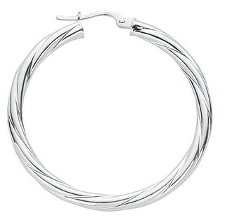 Silver Twisted Hoop Earrings 4.2g