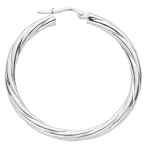 Silver Twisted Hoop Earrings 4.2g