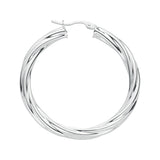 Silver Twisted Hoop Earrings 6g