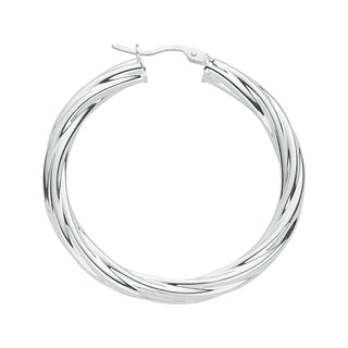 Silver Twisted Hoop Earrings 6g