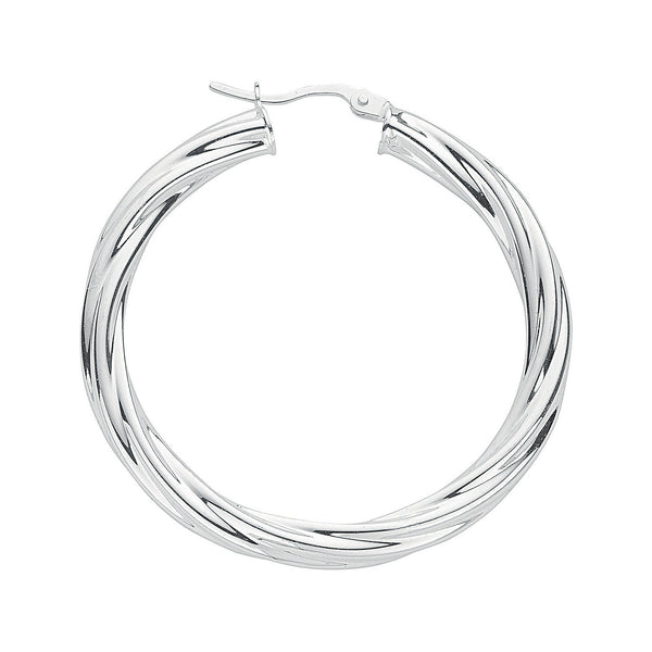 Silver Twisted Hoop Earrings 6g