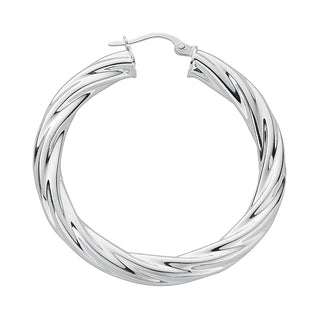 Silver Twisted Hoop Earrings 7.5g