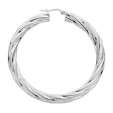 Silver Twisted Hoop Earrings 9g