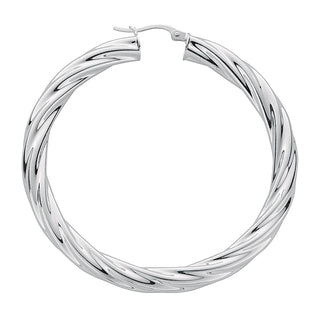 Silver Twisted Hoop Earrings 9g