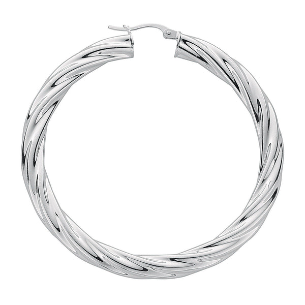 Silver Twisted Hoop Earrings 9g