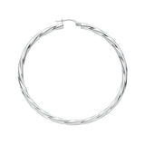 Silver Twisted Large Hoop Earrings
